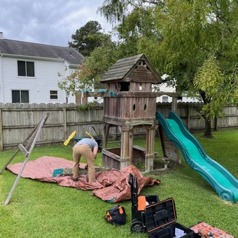 1st Due Hauling - Before photo of a swing set demo for a client in Chesapeake - Dumpster Rental Near Me 1st Due Hauling - Before photo of a swing set demo for a client in Chesapeake - Dumpster Rental Near Me