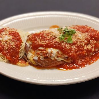 Pacino's Ristorante - Beautiful dinner of Fresh Housemade Eggplant parmigiana in Housemade Sugo - Italian Near Me - Murrells Inlet, South Carolina Pacino's Ristorante - Beautiful dinner of Fresh Housemade Eggplant parmigiana in Housemade Sugo - Italian Near Me - Murrells Inlet, South Carolina
