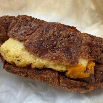 Gregorys Coffee - Vegan Deluxe - vegan sausage, folded with JUST Egg™, vegan cheddar, and stacked in vegan chia seed croissant - Coffee & Tea Near Me - Summit, New Jersey