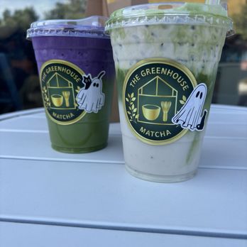 The Greenhouse Matcha - Spooky season Ube drink and the monkey matcha - Coffee & Tea Near Me - Ontario, California The Greenhouse Matcha - Spooky season Ube drink and the monkey matcha - Coffee & Tea Near Me - Ontario, California