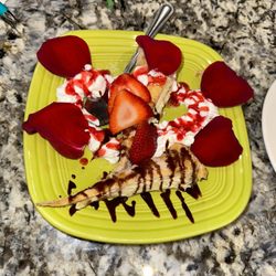 The Xango dessert did NOT disappoint - delicious Mexican fried cheesecake topped with whipped cream, caramel and strawberry syrup. Perfect!