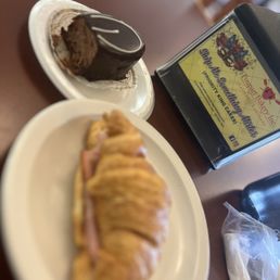 Ham Egg n Cheese Croissant - heated! The lovely Black n White!