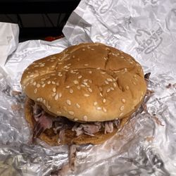 Arby's - New pulled pork. Struggled to get an angle that showed meat. Sad.