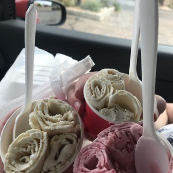 Freezie Fresh - Rolled ice cream! Raspberry, lavender honey, and piñon coffee! Yum! - Desserts Near Me - Santa Fe, New Mexico
