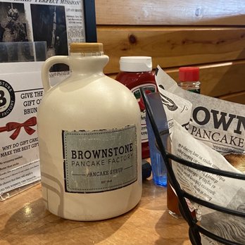 Brownstone Pancake Factory - Biggest jug of maple syrup - Breakfast & Brunch Near Me - Edgewater, New Jersey Brownstone Pancake Factory - Biggest jug of maple syrup - Breakfast & Brunch Near Me - Edgewater, New Jersey