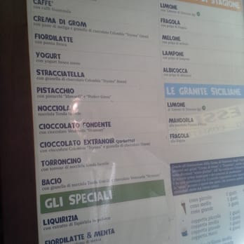 Grom - Menu - Ice Cream & Frozen Yogurt Near Me - Florence, FI