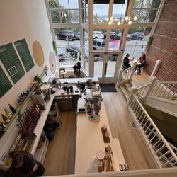 Visible Coffee Roasters - View of the river over the loft seating.
