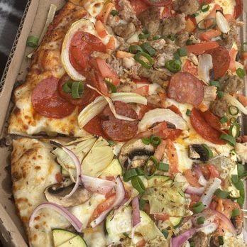 Round Table Pizza - Half gourmet veggie Half kaluha pork - Pizza Near Me - Honolulu, Hawaii