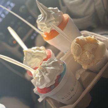 Wild Scoops - These are gelati, strawberry ice with vanilla, orange ice with vanilla, vanilla bean ice cream, blue raspberry and cherry ice with vanilla. - Ice Cream & Frozen Yogurt Near Me - Norwalk, California Wild Scoops - These are gelati, strawberry ice with vanilla, orange ice with vanilla, vanilla bean ice cream, blue raspberry and cherry ice with vanilla. - Ice Cream & Frozen Yogurt Near Me - Norwalk, California