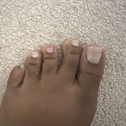 My toenails were fully in tact and straight before I went, this is the after. I didn't even let them polish them because they were ugly.