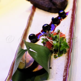 Roka Akor - Chicago - First Course: Ume Foie Gras Torchon. Nama Nori Sesame Toast and Kumquat Preserve - Sushi Bars Near Me - Chicago, Illinois Roka Akor - Chicago - First Course: Ume Foie Gras Torchon. Nama Nori Sesame Toast and Kumquat Preserve - Sushi Bars Near Me - Chicago, Illinois