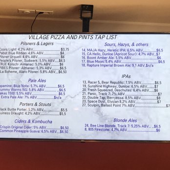 Village Pizza & Pints - Tap List as of 8/25/19 - Pizza Near Me - Davis, California Village Pizza & Pints - Tap List as of 8/25/19 - Pizza Near Me - Davis, California