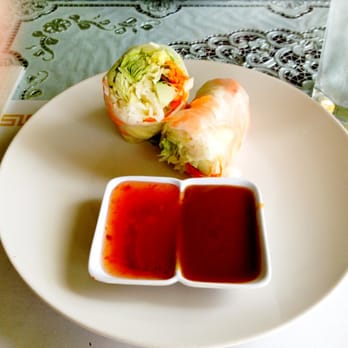 Camas Thai Cuisine - Fresh spring roll with shrimp with sauces. - Thai Near Me - Camas, Washington Camas Thai Cuisine - Fresh spring roll with shrimp with sauces. - Thai Near Me - Camas, Washington