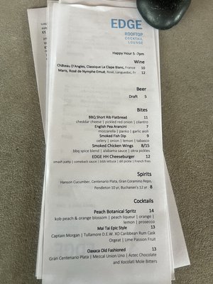 Menu photo 3 EDGE Rooftop Cocktail Lounge Tampa, FL