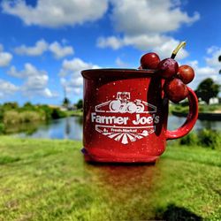 Farmer Joe's - Love this coffee cup my daughter-in-law gifted me while we were visiting family in Cape Coral,  Fla. View from their backyard.