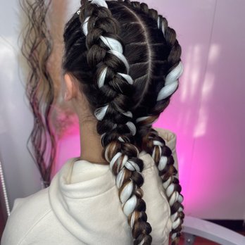 Artmoon studio - Boxer braids with glow in the dark white hair - Hair Stylists Near Me - San Diego, California