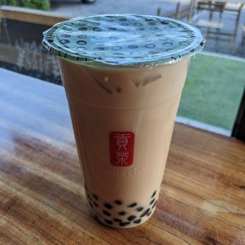 Gong Cha - Large Pearl Milk Tea. I liked it! Boba was nice and chewy! - Coffee & Tea Near Me - Cerritos, California Gong Cha - Large Pearl Milk Tea. I liked it! Boba was nice and chewy! - Coffee & Tea Near Me - Cerritos, California