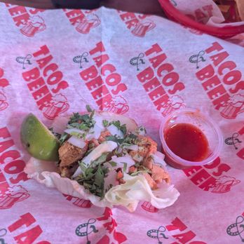 Tacos and Beer - Street taco with grilled chicken on a lettuce wrap. Really tiny - Mexican Near Me - Slidell, Louisiana Tacos and Beer - Street taco with grilled chicken on a lettuce wrap. Really tiny - Mexican Near Me - Slidell, Louisiana