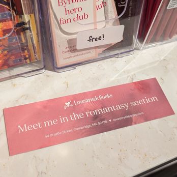 Lovestruck Books - Free bookmarks - Bookstores Near Me - Cambridge, Massachusetts Lovestruck Books - Free bookmarks - Bookstores Near Me - Cambridge, Massachusetts