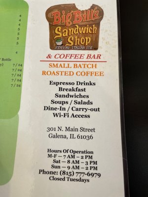 Big Bill's Sandwich Shop and Coffee Bar by null