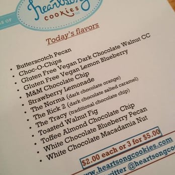 Heartsong Cookies - The flavors available at a recent event/market. The picture is from the company's FB page. (July 2013) - Desserts Near Me - Casselberry, Florida