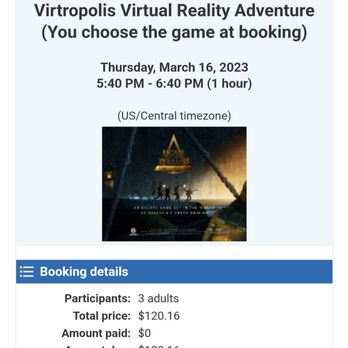 Virtropolis VR - New prices...$120.16 for three people for one VR experience - Virtual Reality Centers Near Me - Round Rock, Texas Virtropolis VR - New prices...$120.16 for three people for one VR experience - Virtual Reality Centers Near Me - Round Rock, Texas