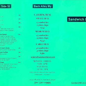 Sandwich Blvd - Menu p.2 (October 2020) - Sandwiches Near Me - Torrance, California