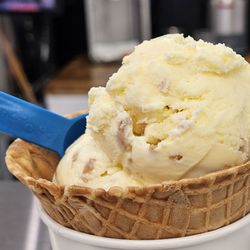 Down Home Creamery - The Peanut Butter Ice Cream indicates the Waffle Cone.