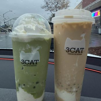 3Cat Handcrafted Beverage - Mochi Matcha (L) and Mochi Barley Burst (R) - Bubble Tea Near Me - San Gabriel, California 3Cat Handcrafted Beverage - Mochi Matcha (L) and Mochi Barley Burst (R) - Bubble Tea Near Me - San Gabriel, California