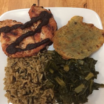 The Sidewalk Cafe - a plate of food with meat, rice, and greens - Coffee & Tea Near Me - Sumter, South Carolina The Sidewalk Cafe - a plate of food with meat, rice, and greens - Coffee & Tea Near Me - Sumter, South Carolina