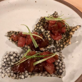 Machete - Tuna on a tapioca crisp. - New American Near Me - Greensboro, North Carolina Machete - Tuna on a tapioca crisp. - New American Near Me - Greensboro, North Carolina