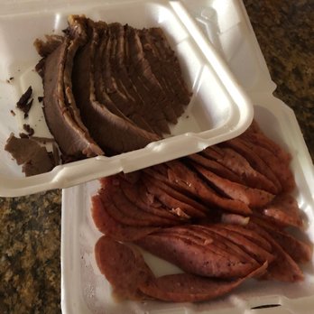 King's Barbeque - 1lb each brisket and sausage to go - some already eaten before picture was takenn. Great BBQ! - Barbeque Near Me - Baytown, Texas