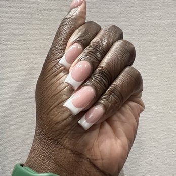Glaze Nail Spa - French acrylic with pink powder - Nail Salons Near Me - Ashburn, Virginia