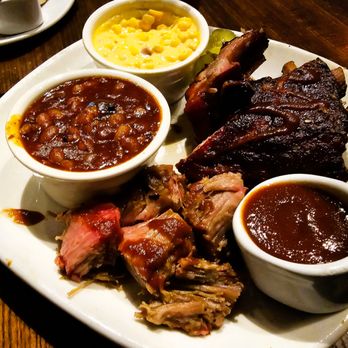 Jack Stack Barbecue - Freight House - Ribs & Burnt Ends with cheesy corn and baked beans - Barbeque Near Me - Kansas City, Missouri