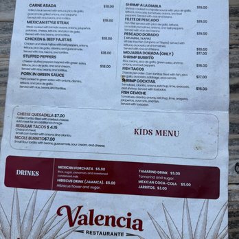 Valencia Cafe - Menu - Mexican Near Me - Napa, California Valencia Cafe - Menu - Mexican Near Me - Napa, California