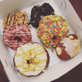 PVDonuts - chocolate pretzel, cookies n crime, white chocolate cranberry, cereal milk, caramel popcorn & pumpkin cheesecake - Donuts Near Me - Providence, Rhode Island