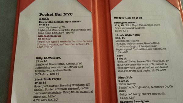 Menu photo 6 Pocket Bar NYC New York, NY Menu photo 6 Pocket Bar NYC New York, NY