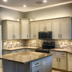Right One Cabinetry - Beautiful Cream with Glaze Cabinetry, stacked Crown Molding