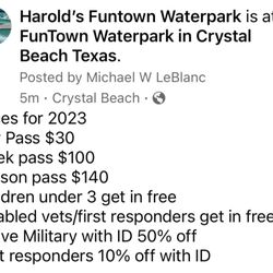 Fun Town Water Park - 2023 price list