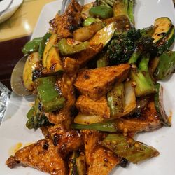 J & J Chinese Restaurant - Fried Tofu with Vegetables in Brown Sauce