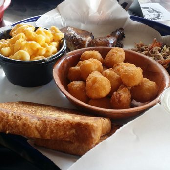 Colt's Pig Stand - Lunch special combo.chicken and pulled pork. Sides of corn nuggets and traditional cafeteria style mac n cheese. - Barbeque Near Me - Ormond Beach, Florida