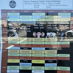 Osorio Training Center - Schedule posted as of 8/8/25