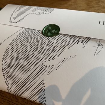 Allora - COVID mode: wax sealed disposable menu - Wine Bars Near Me - Sacramento, California