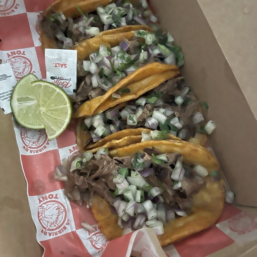 La Birria De Tony - three tacoss in a box - Tacos Near Me - Thornton , Colorado