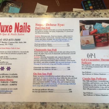 Deluxe Nails & Spa - Spa Menu (April 2015) - Nail Salons Near Me - Cypress, Texas
