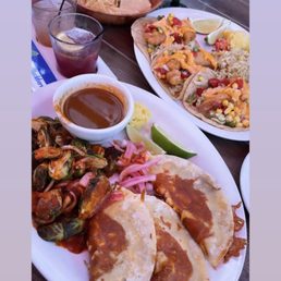 Birria Taco Plate Shrimp Taco Plate Queso Flight