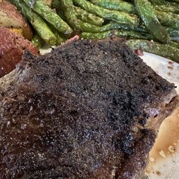 Burnt medium rare steak Burnt medium rare steak