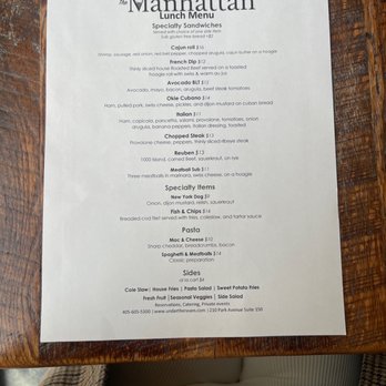 The Manhattan OKC - Lunch Menu - American Near Me - Oklahoma City, Oklahoma