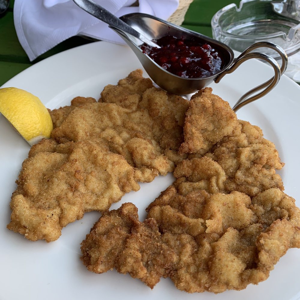 Glacis Beisl - Classic veal Weiner schnitzel with cranberry sauce - Austrian Near Me - Vienna, 9 Glacis Beisl - Classic veal Weiner schnitzel with cranberry sauce - Austrian Near Me - Vienna, 9