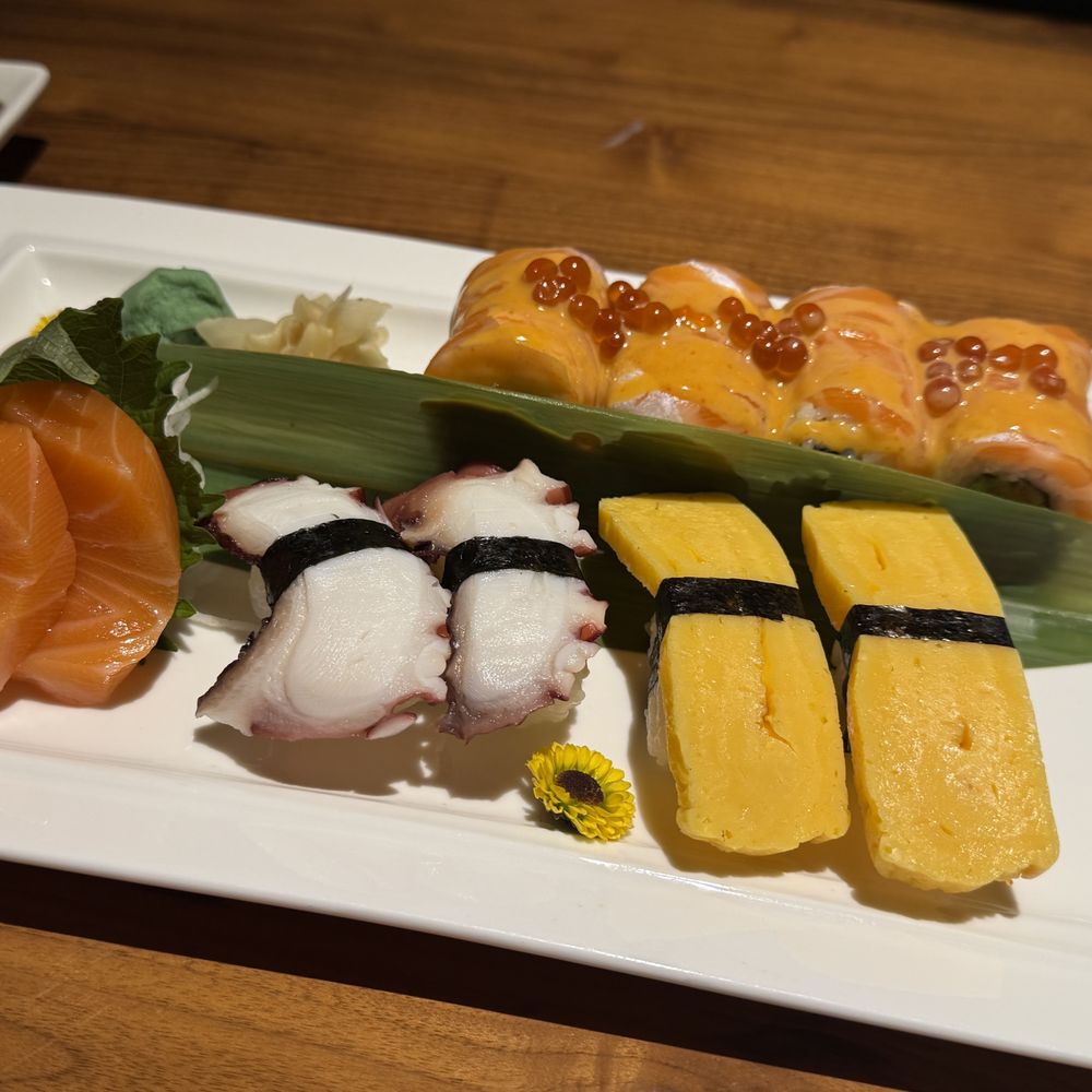The 1126 Restaurant - Salmon Family Roll, Salmon Sashimi, Tamago (egg), Tako (octopus) - Sushi Bars Near Me - Columbus, Ohio
